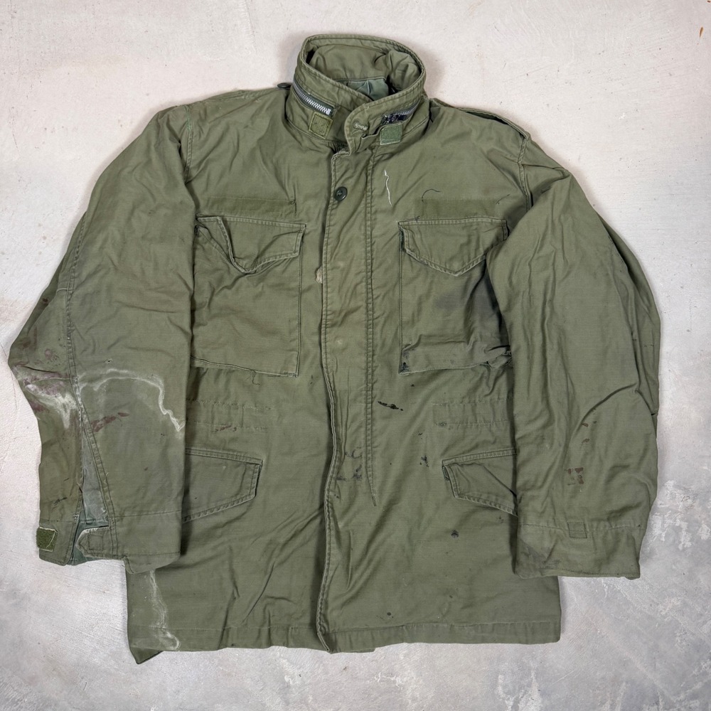 Vintage 1967 M-65 Field Jacket US Military OG-107 Aluminum Zip Small Short